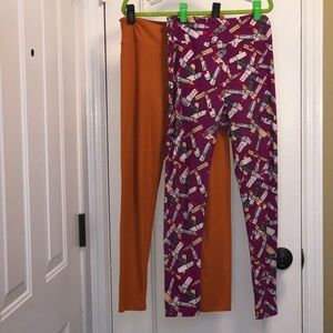 LuLaRoe 2 pc leggings in extremely soft fabric. OS